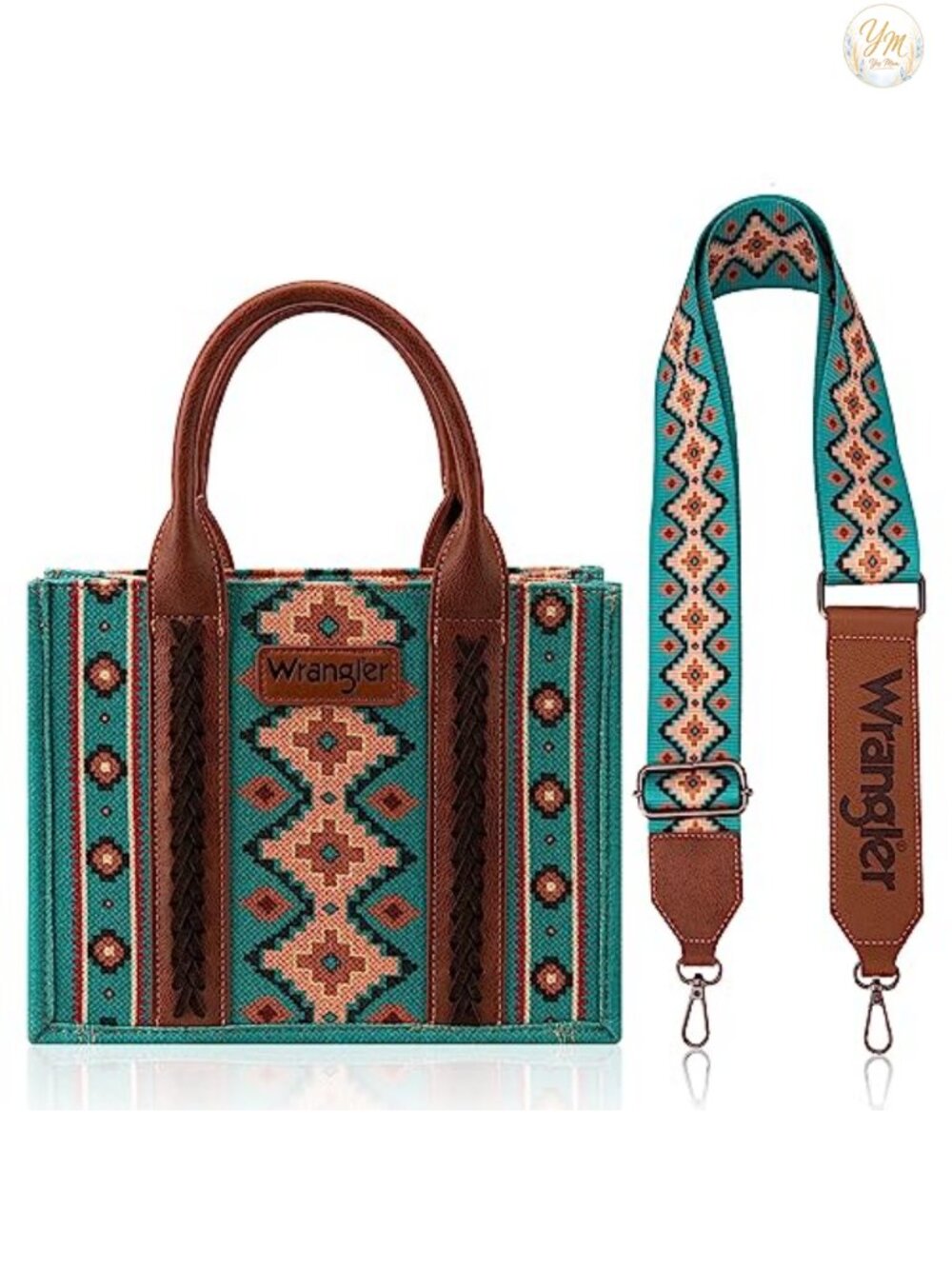 Women Aztec Print Cotton Canvas Western Tote Satchel Crossbody